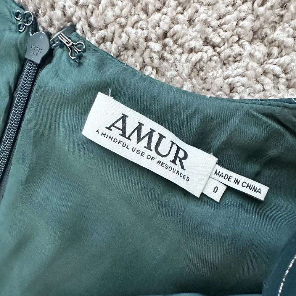 Amur Heidi Silk Metallic Midi Dress Gown Size 0 in Green $615 - Picture 9 of 11